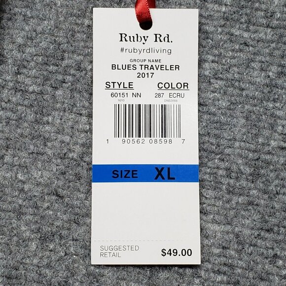 Ruby Rd Top Womens XL White Split Neck Beaded Short Cap Sleeve Pullover New - Picture 6 of 8